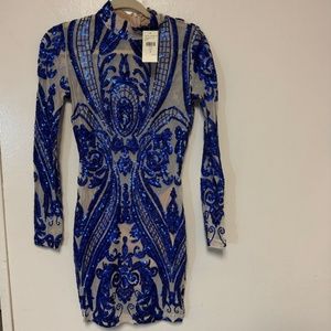 NWT Fashion Nova Talitha Blue Sequin dress